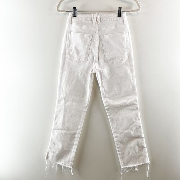 Good American Good Icon High Rise Frayed Hem Straight Jeans Cloud White 2 / 26 - Picture 10 of 10